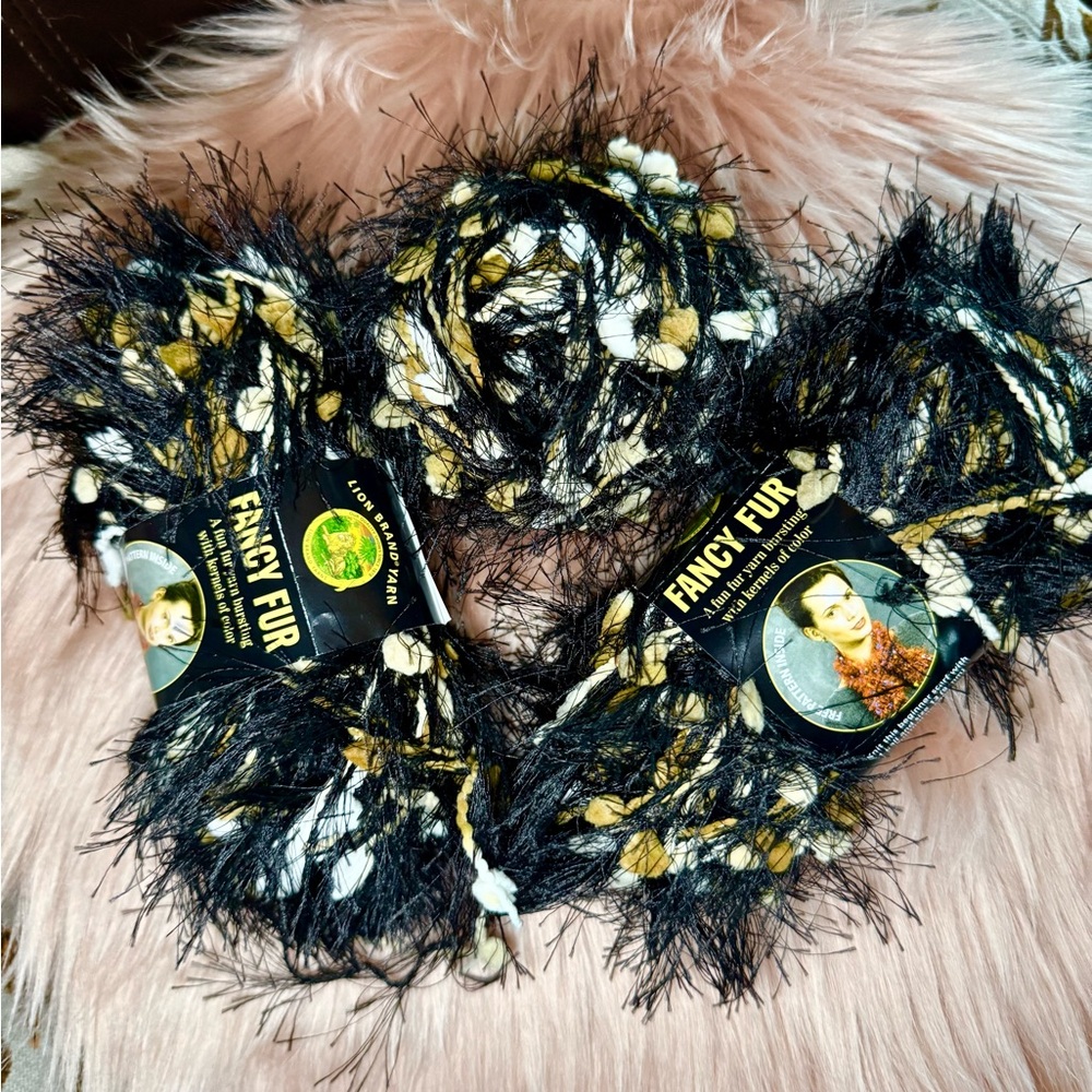 3 Skeins of Vintage Fancy Fur Yarn